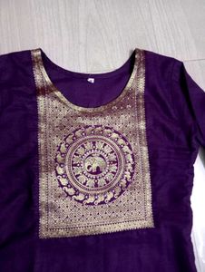 Purple Kurta &amp; Duppata Bottom Set