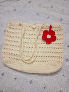 Crochet Tote Bag with Flower
