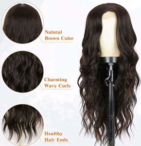 Premium Long Wavy Dark Brown Lace Full Head Wig
