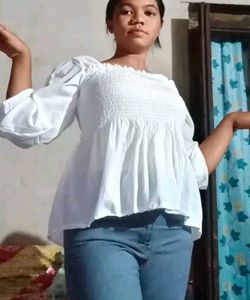 White Peplum Top