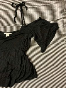 Off-Shoulder Tie Strap Top