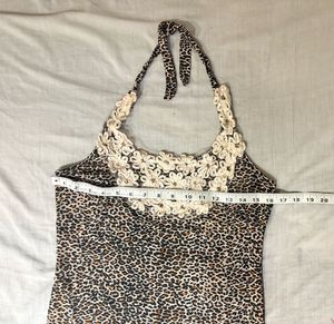 Beautiful Leopard Floral Halter Top