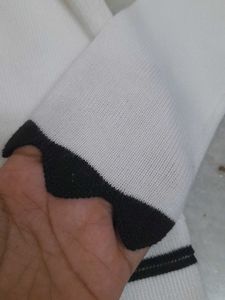 White &amp; Black Trim Knit Top