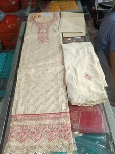 Cream Embroidered Salwar Kameez Suit