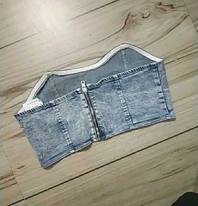 Denim Tube Crop Top