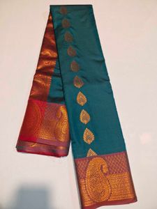 Elegant Teal & Red Saree