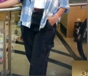 Black Denim Cargo Pants