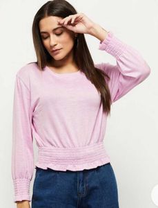 Smocked Round Neck Top 🧣