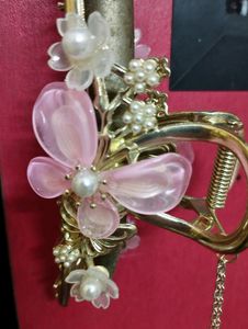 Pink Butterfly Metallic Hair Claw Clip