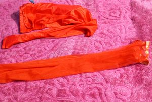 Orange Jacket Frock Suit For Girls