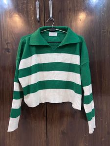 Striped Knit Cropped Sweater