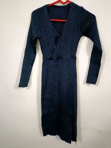 Navy Blue wool Bodycon Dress