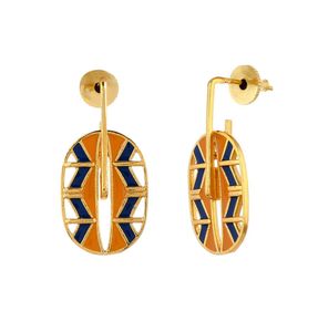 Oval Orange &amp; Blue Earrings