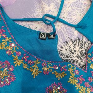 Embroidered Firozi Blue Salwar Suit