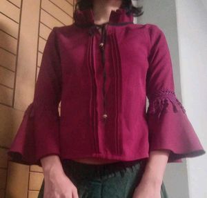 Maroon Bell Sleeve Top