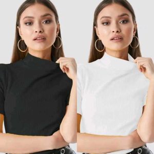 White Mock Neck Top