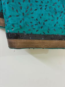 Teal &amp; Black Sari