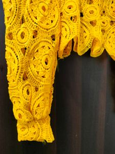 Yellow Crochet Lace Crop Top
