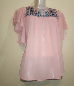 Peach Embroidered Top