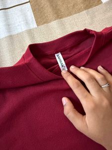 Burgundy Cross-Front Cropped Top