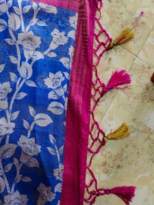 Floral Blue &amp; Pink Saree
