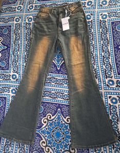 Embroidered Flare Leg Jeans