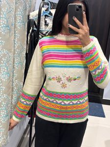 Colorful Striped Knit Sweater