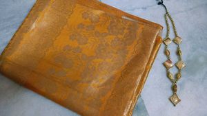 Elegant Embroidered Saree with free biege necklace