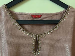 W Mauve Embroidered Kurta