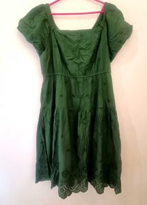 Convertible Off Shoulder Tiered Green Dress