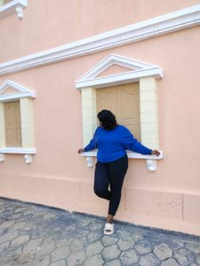 Blue Pullover &amp; Black Pants