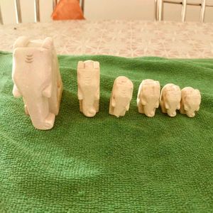 Vintage Hand Carved Stone Elephants
