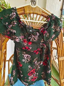 Tropical Green Off Shoulder Top