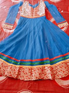 Blue Colour Net Kurti