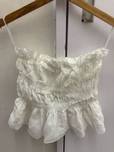 White Ruffled Crop Top