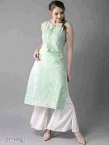 Sleeveless Light Green Kurti For Women 💚