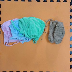 Kids Soft Winter Caps 3 and Woollen Socks