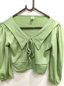 Green Tie-Front Blouse