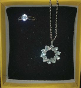 Silver Necklace And Ring Set