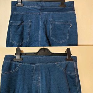 Skinny Cotton Denim-Look Leggings