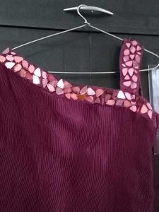 Burgundy One-Shoulder Dress