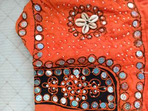 Orange Mirror Work Dress For Navratri Kediyu