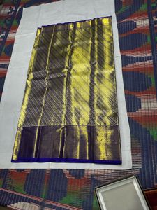 Blue &amp; Gold Pure Kanchipuram Silk Saree