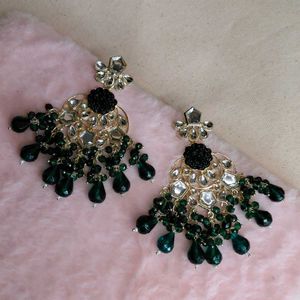 Green Kundan Earrings