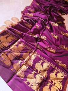 Pure Silk Violet Kanjivaram Saree