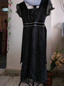 Polka Dots Black And White Party Wear Dress