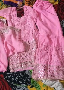 Pink Mirror-Work Salwar Kameez