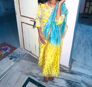 Yellow & Blue Kurta Set