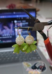 Pearl & Green Earrings