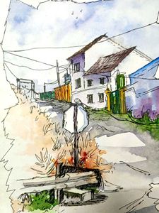 Watercolor Painting - Street Scene